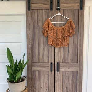 Off the shoulder eyelet shirt